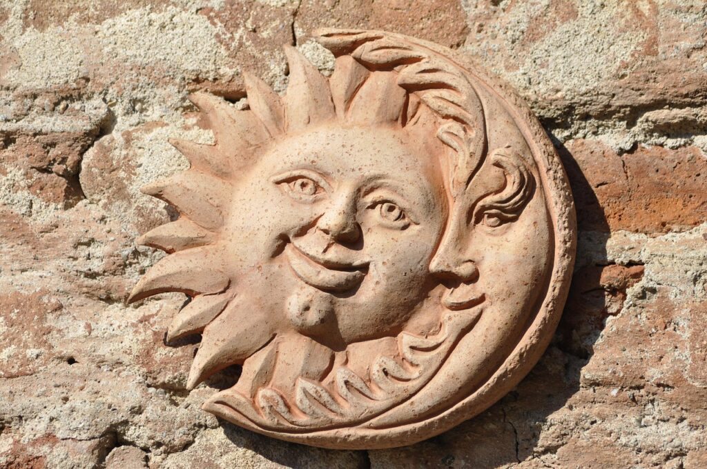 the sun and the moon, sun, luna, ceramics, nature, pottery